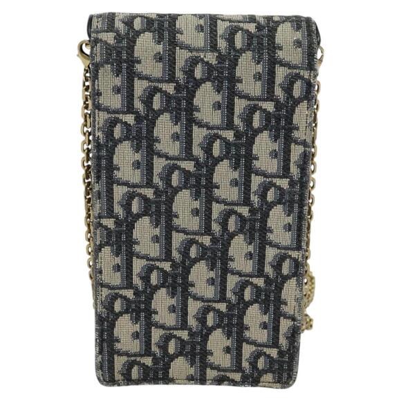 DIOR Oblique Chain Trotter Canvas Shoulder Bag Navy - Picture 3 of 12